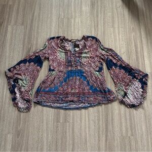 Altard State Paisley Print Bell Sleeve Blouse - Large